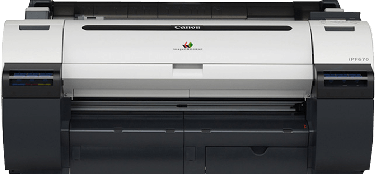 great choice for businesses with high-productivity printer needs in a more compact size Buy Canon iPF 670 Canon iPF 670 5-color 24” large format printer